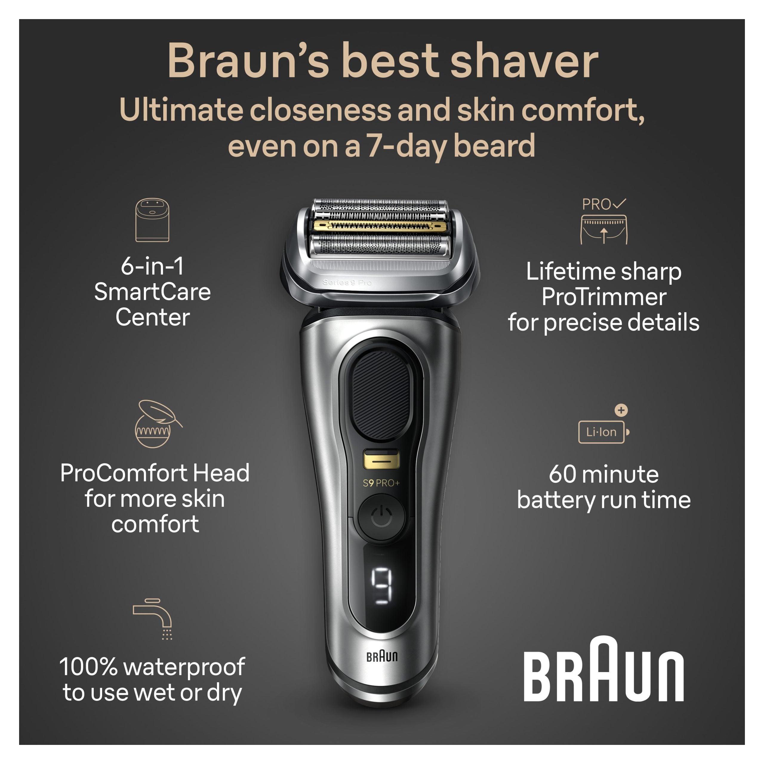Series 9 PRO+ Electric Shaver with  6-in-1 SmartCare Center ProComfort Head 9597cc