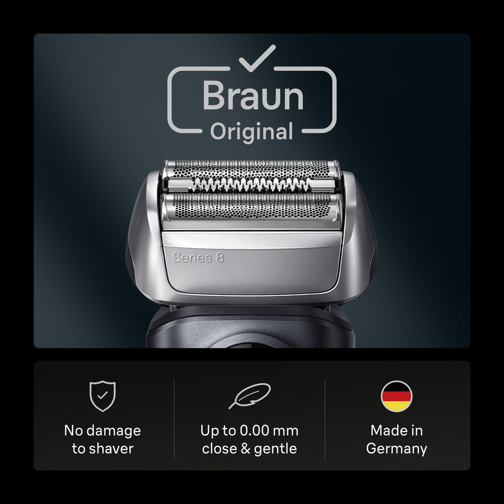 Braun Electric Shaver Head Replacement Part 83m Silver Compatible with Series 8 Electric Razors for Men