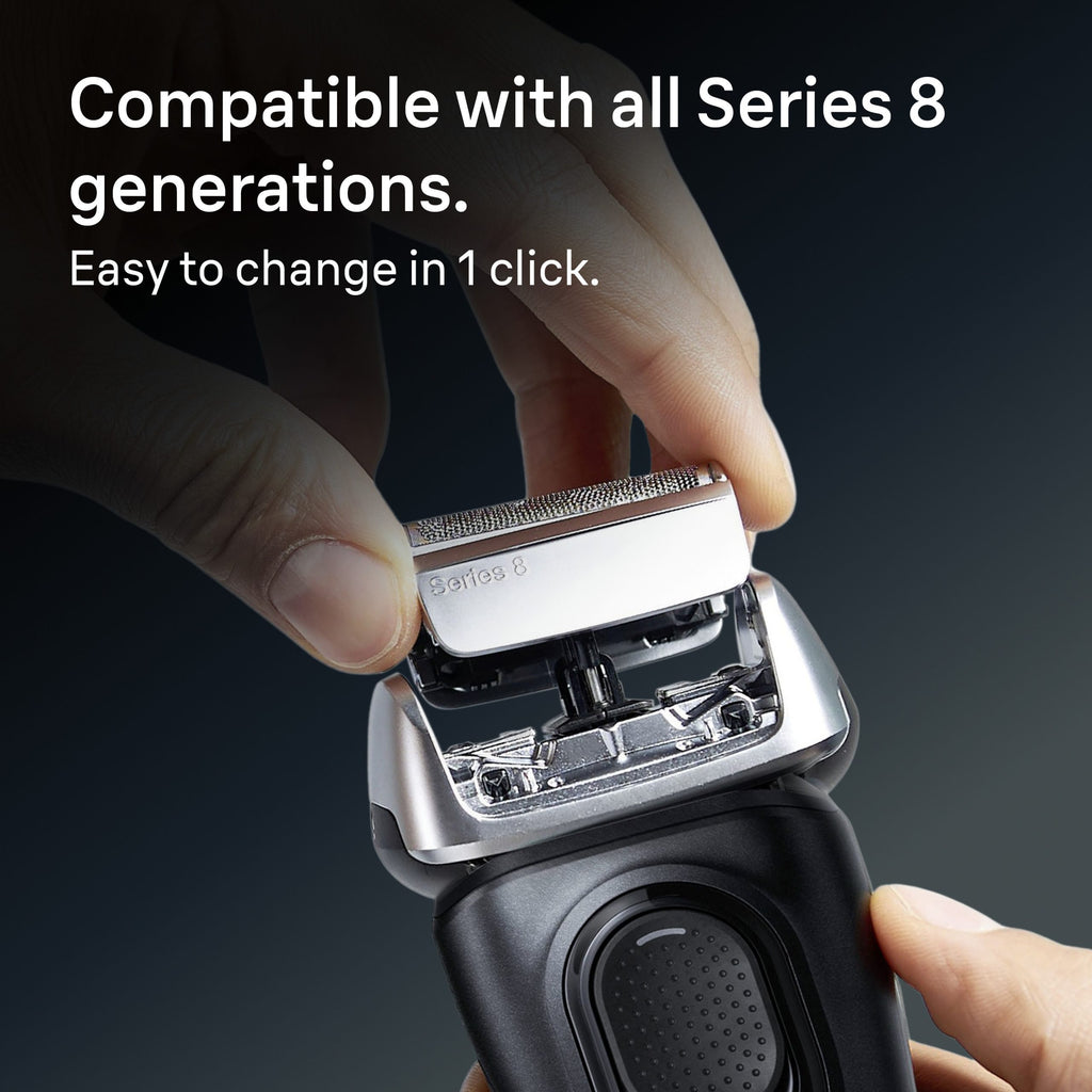 Braun Electric Shaver Head Replacement Part 83m Silver Compatible with Series 8 Electric Razors for Men