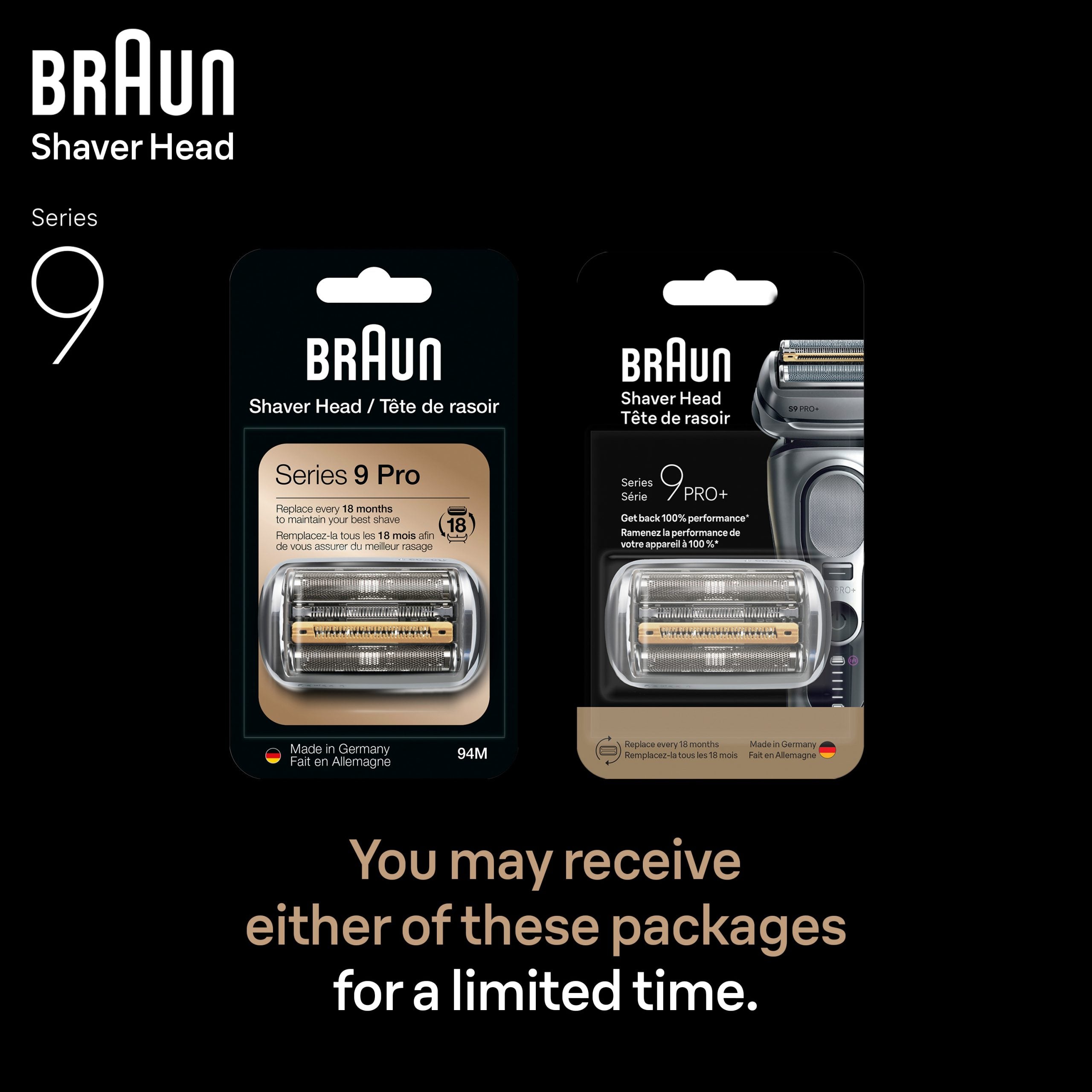 Braun Series 9 Shaver Replacement Head Compatible with All Series 9 Electric Shavers