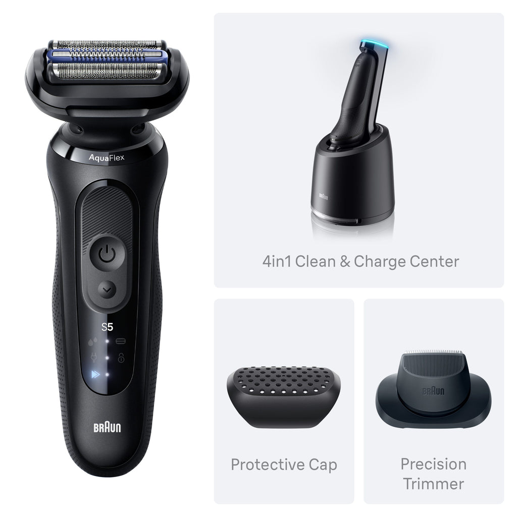 Braun Electric Razor for Men Series 5 Electric Shaver Precision Trimmer and 4-in-1 Clean & Charge Center S5 5160cc